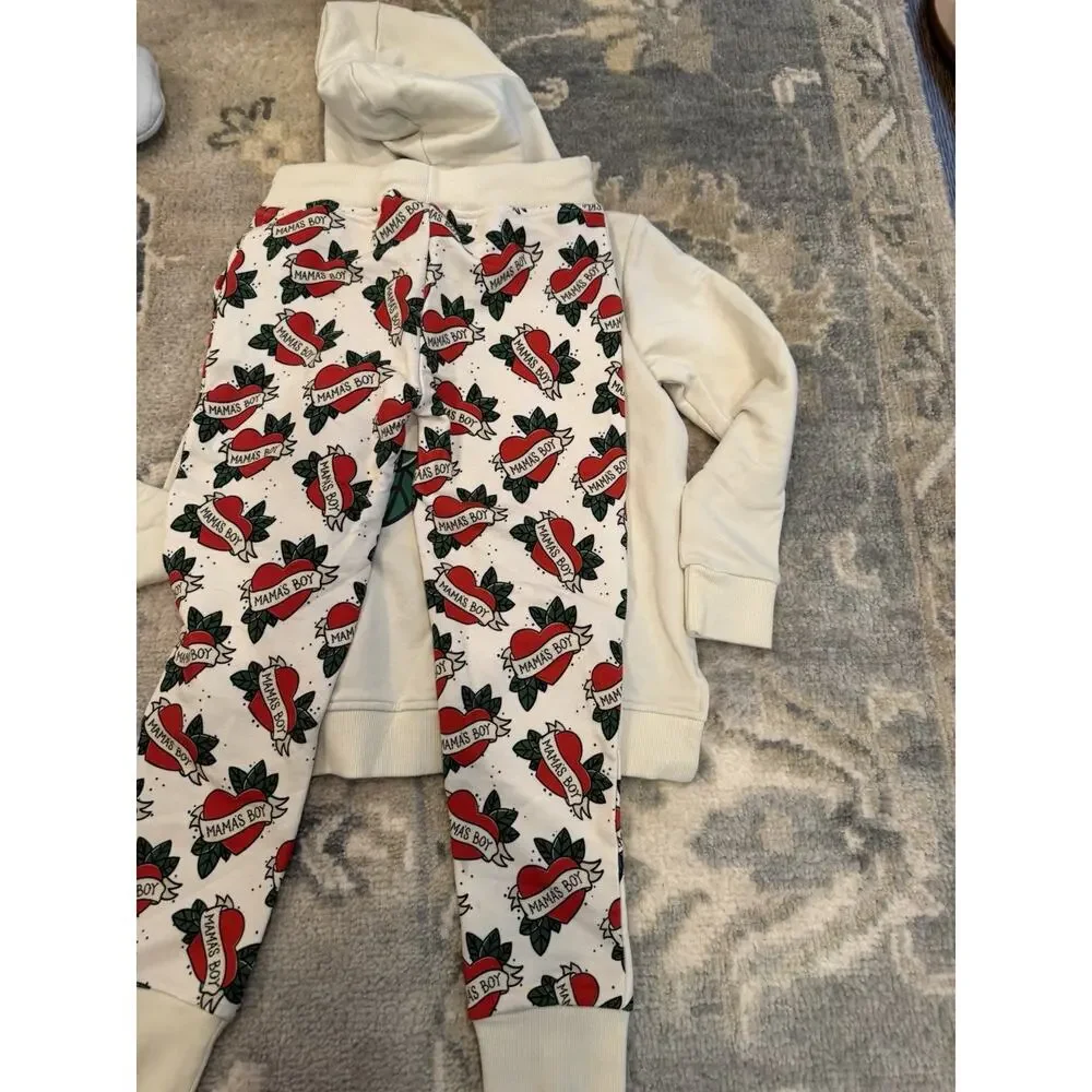 Bums And Roses Mama's Boy 2 Piece Hoodie Jogger Set 5/6 NEW